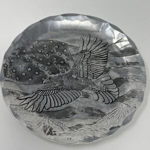 Wendell August Forge Stars and Stripes Round Coaster Trinket Dish Eagle